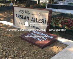 Çift Kişilik Granit Şeritli Traverten Mezar - Görsel 3