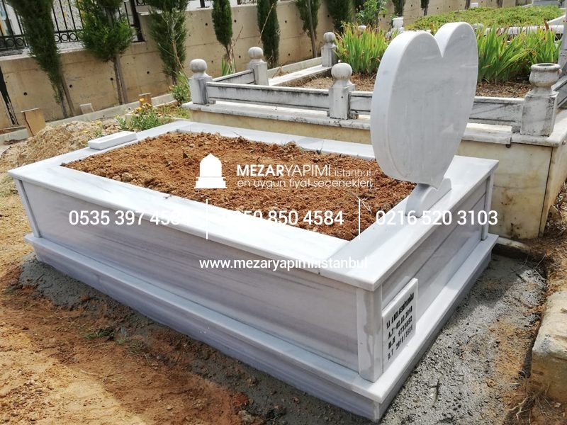 Tek Kişilik Mermer Kalp Şeklinde Mezar Taşı Modeli - Görsel 6