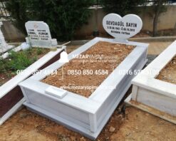 Tek Kişilik Mermer Kalp Şeklinde Mezar Taşı Modeli - Görsel 3