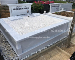 iki Kisilik Bastasi Sutunlu Sut Beyazi Mermer Mezar-14