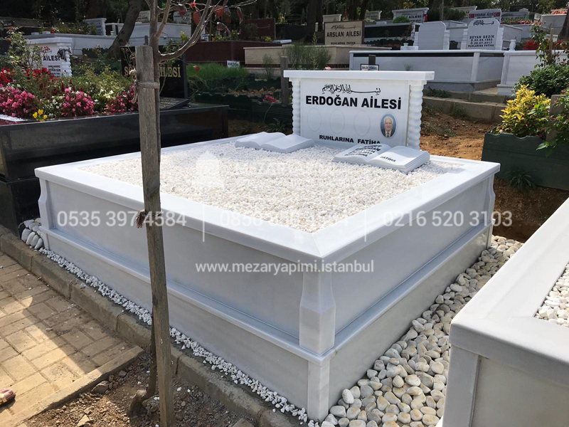 iki Kisilik Bastasi Sutunlu Sut Beyazi Mermer Mezar-17