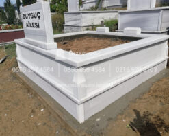 iki Kisilik Bastasi Sutunlu Sut Beyazi Mermer Mezar-3
