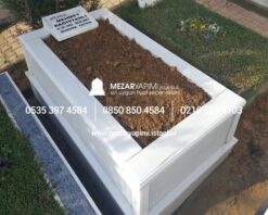Tek Kişilik Baştaşı Abide Süt Beyazı Mermer Mezar - Görsel 7