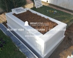 Tek Kişilik Baştaşı Abide Süt Beyazı Mermer Mezar - Görsel 3