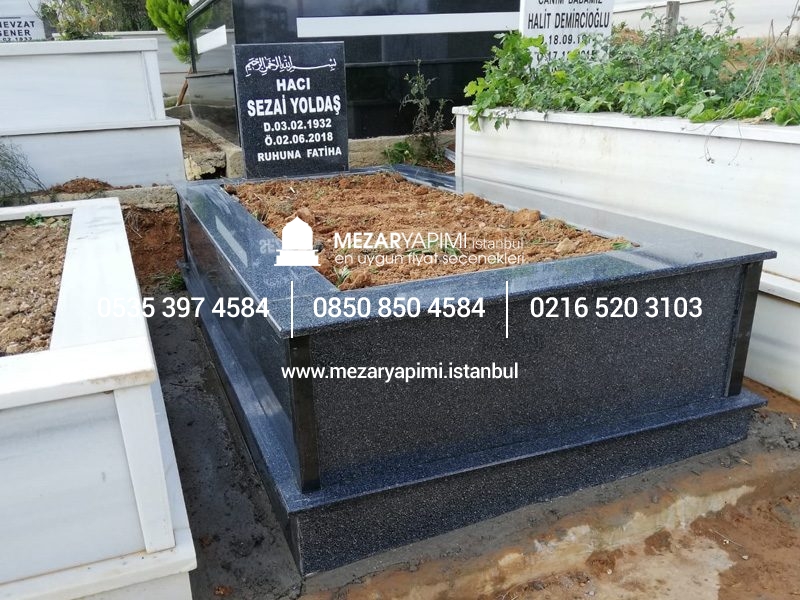 Tek Kişilik Komple Siyah Granit Mezar - Görsel 2