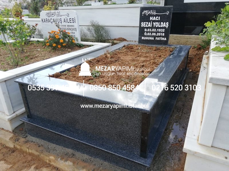 Tek Kişilik Komple Siyah Granit Mezar - Görsel 3