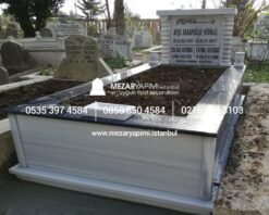 Tek Kişilik Mermer Sütunlu Küpeşte Granit Mezar - Görsel 3