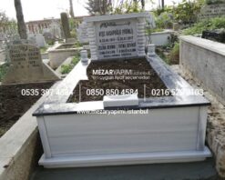 Tek Kişilik Mermer Sütunlu Küpeşte Granit Mezar - Görsel 4