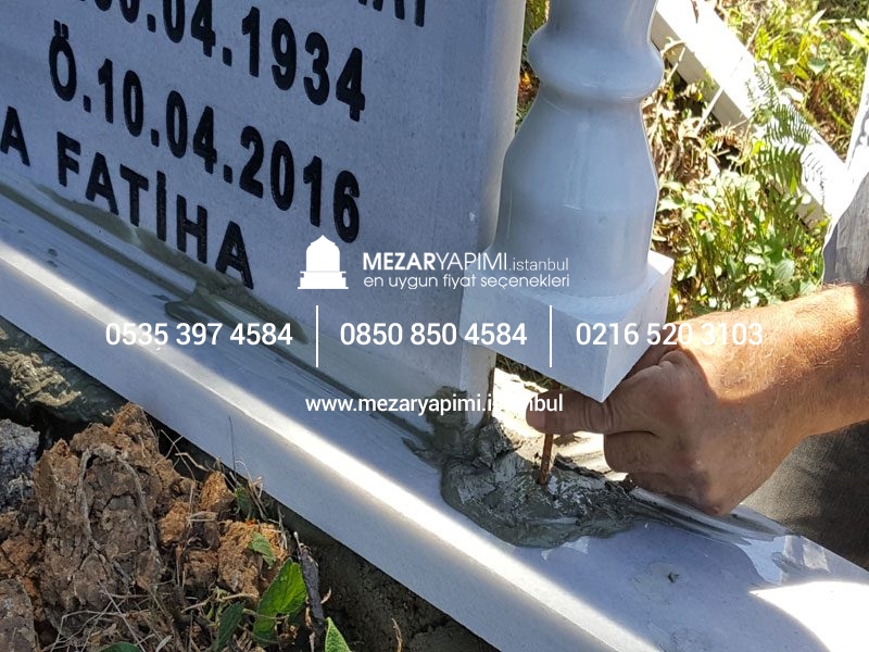 Tek Kişilik Mermer Sütunlu Küpeşte Granit Mezar - Görsel 8