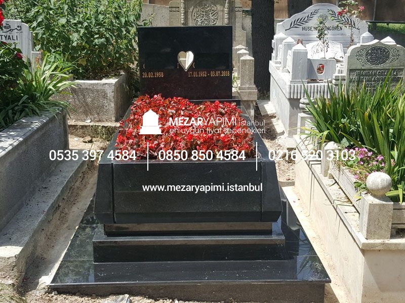 ABSOLUTE BLACK GRANİT KONİK BLOK KOMPLE 8-13 CM ARASI KALINLIKTA MEZAR - Görsel 3