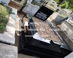 Tek Kişilik Komple Parlak Siyah Granit Mezar Modeli - Görsel 7