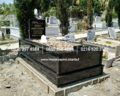 Tek Kişilik Komple Parlak Siyah Granit Mezar Modeli - Görsel 4