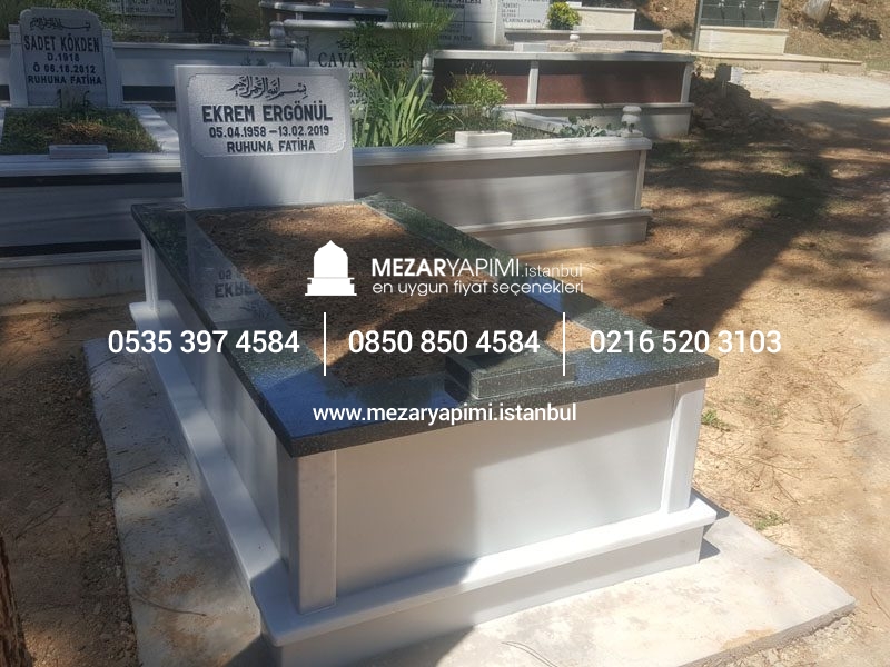 Tek Kişilik Mermer Küpeşte Granit Mezar - Görsel 2