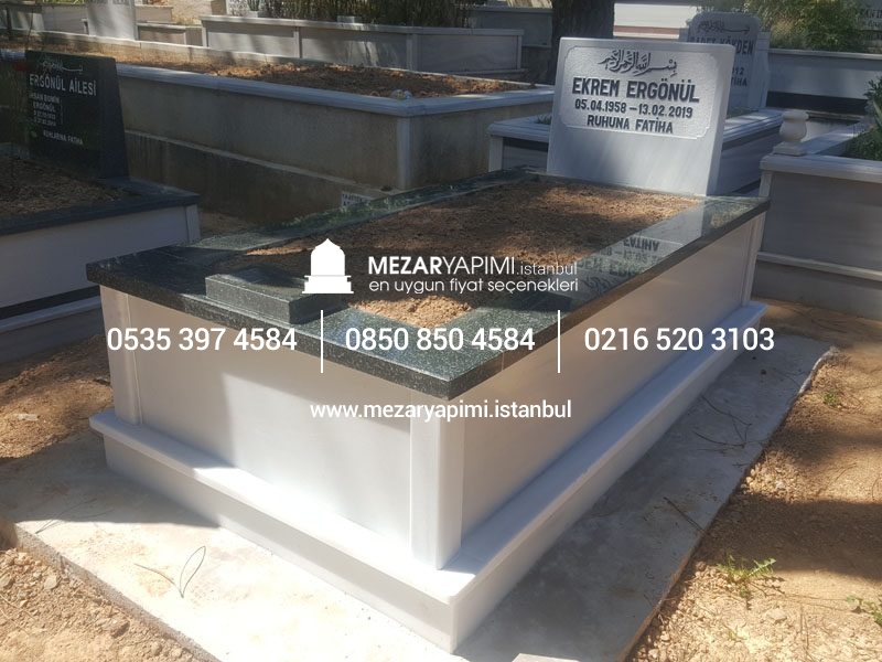 Tek Kişilik Mermer Küpeşte Granit Mezar