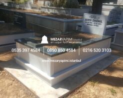 Tek Kişilik Mermer Küpeşte Granit Mezar - Görsel 3