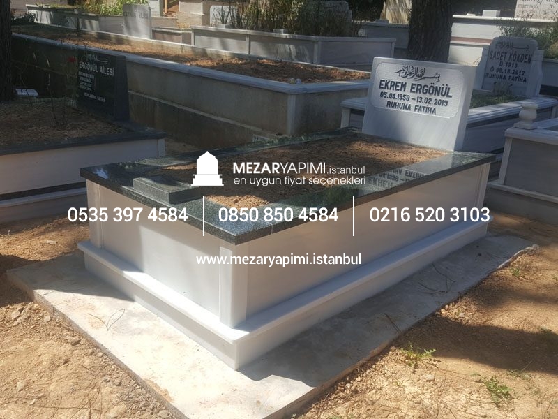 Tek Kişilik Mermer Küpeşte Granit Mezar - Görsel 3