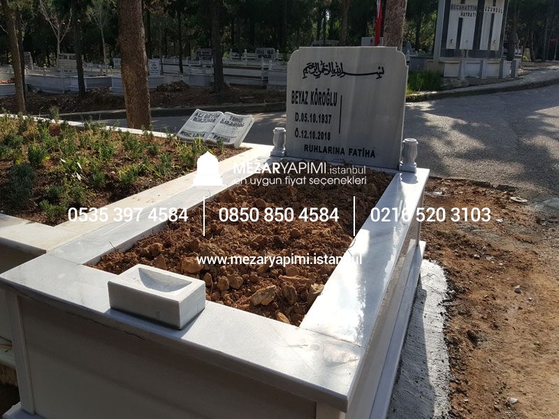 Tek Kişilik Geniş Baş Taşlı Mermer Mezar - Görsel 2