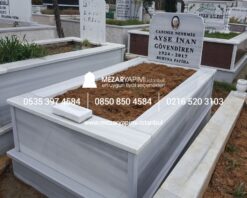 Tek Kişilik Geniş Baş Taşlı Mermer Mezar - Görsel 5