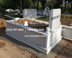 Tek Kişilik Geniş Baş Taşlı Mermer Mezar - Görsel 6