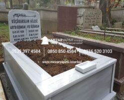 Tek Kişilik Geniş Baş Taşlı Mermer Mezar - Görsel 4