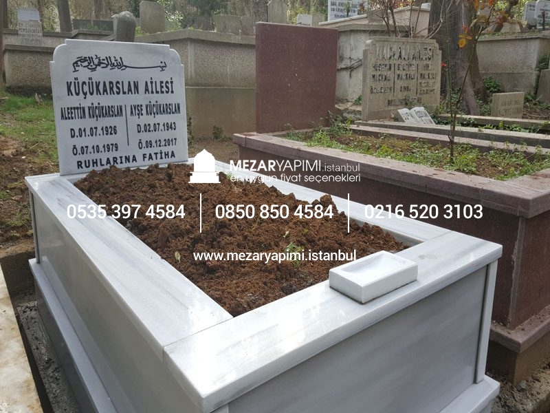 Tek Kişilik Geniş Baş Taşlı Mermer Mezar - Görsel 4