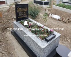Tek Kişilik Gri & Siyah Komple Granit Mezar