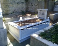Tek Kişilik Sütunlu Granit Şeritli Mezar - Görsel 12