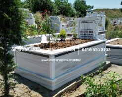 Tek Kişilik Sütunlu Granit Şeritli Mezar - Görsel 5
