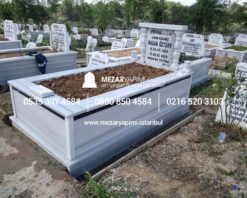 Tek Kişilik Sütunlu Granit Şeritli Mezar - Görsel 8