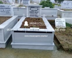 Tek Kişilik Sütunlu Granit Şeritli Mezar - Görsel 9