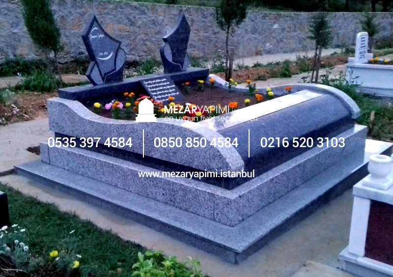 G-118 Özel Kavisli Blok Granit Mezar Modeli - İstanbul Mezar Yapımı - Görsel 2