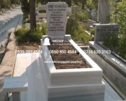 M-22 Marmara Yarım Blok Mermer Mezar Modeli - İstanbul Mezar Taşı Fiyatı - Görsel 3