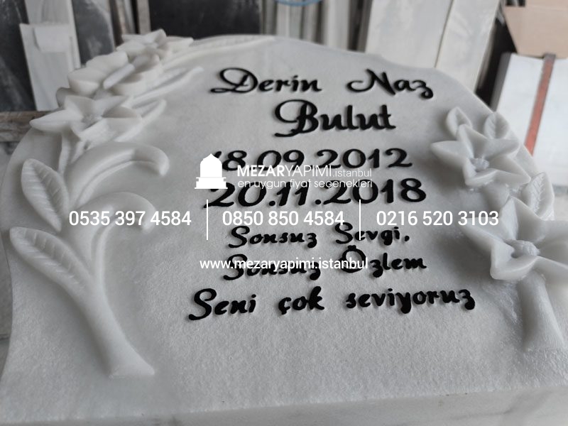 Özel Tasarım Süt Beyaz Kelebek Mezar Taşı Modeli - Görsel 6