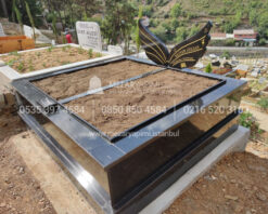 Ozel Tasarim Siyah Granit Kelebek Mezar Tasi Modeli-1