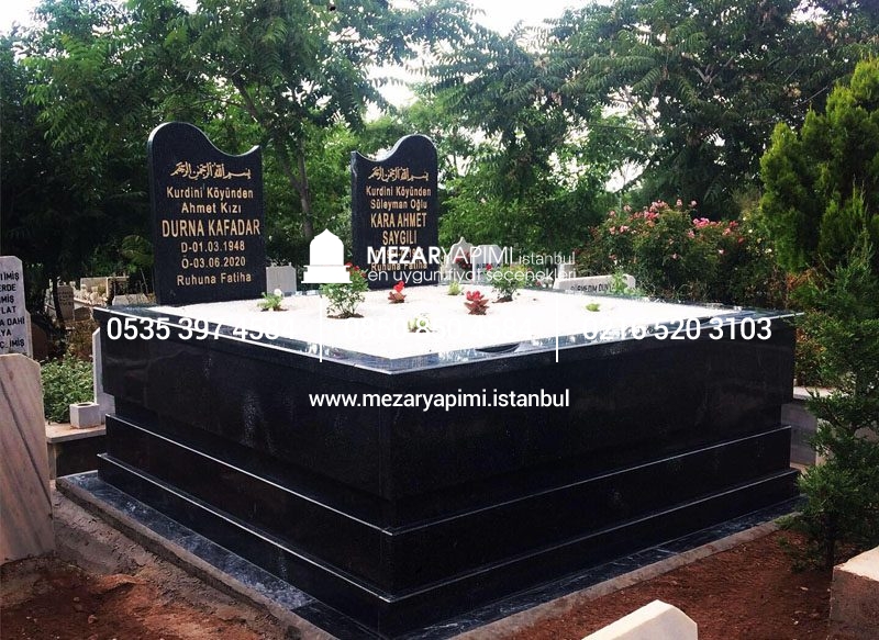 İki Kişilik Komple 5 cm Kalınlıkta Siyah Granit Mezar - Görsel 20