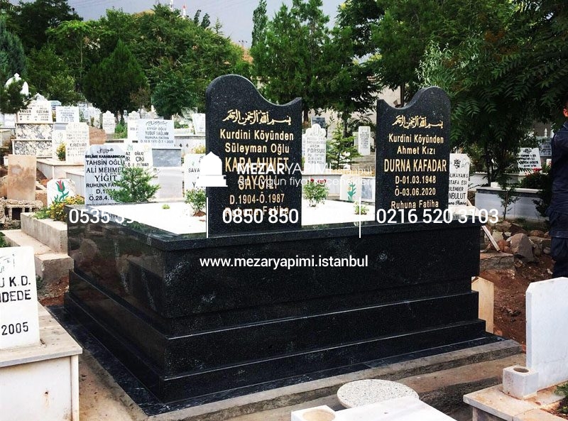 İki Kişilik Komple 5 cm Kalınlıkta Siyah Granit Mezar - Görsel 18
