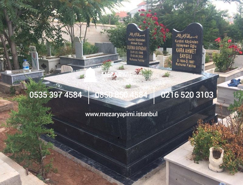 İki Kişilik Komple 5 cm Kalınlıkta Siyah Granit Mezar - Görsel 24