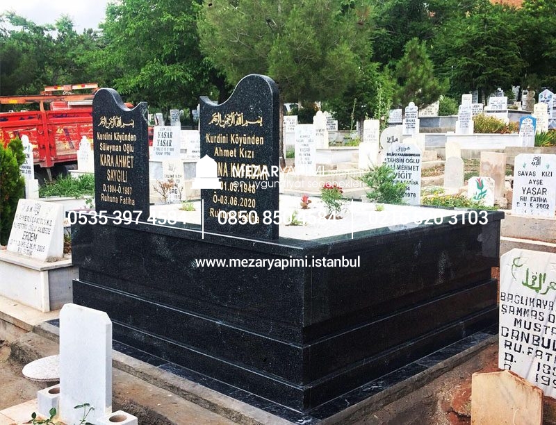 İki Kişilik Komple 5 cm Kalınlıkta Siyah Granit Mezar - Görsel 25