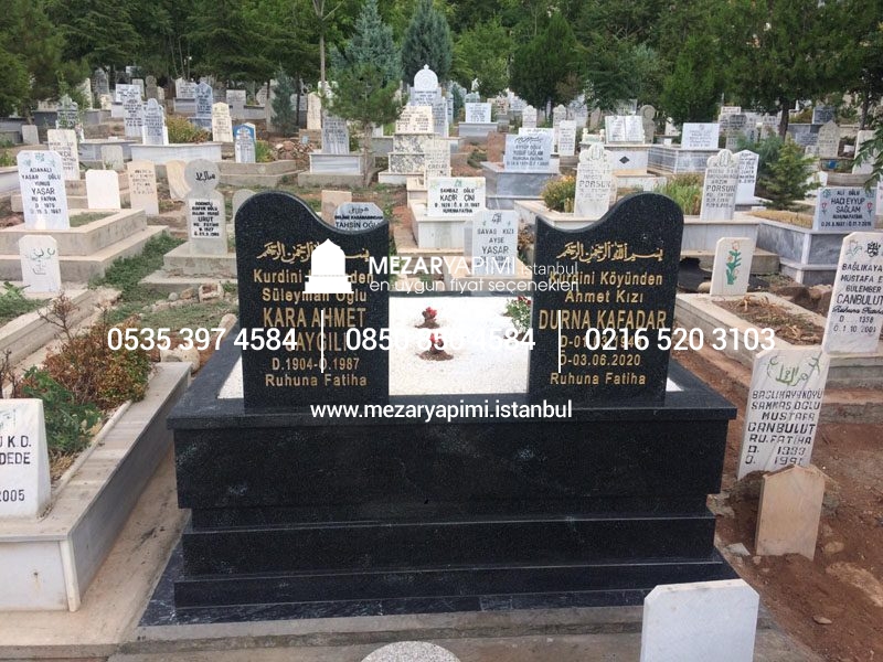 İki Kişilik Komple 5 cm Kalınlıkta Siyah Granit Mezar - Görsel 16
