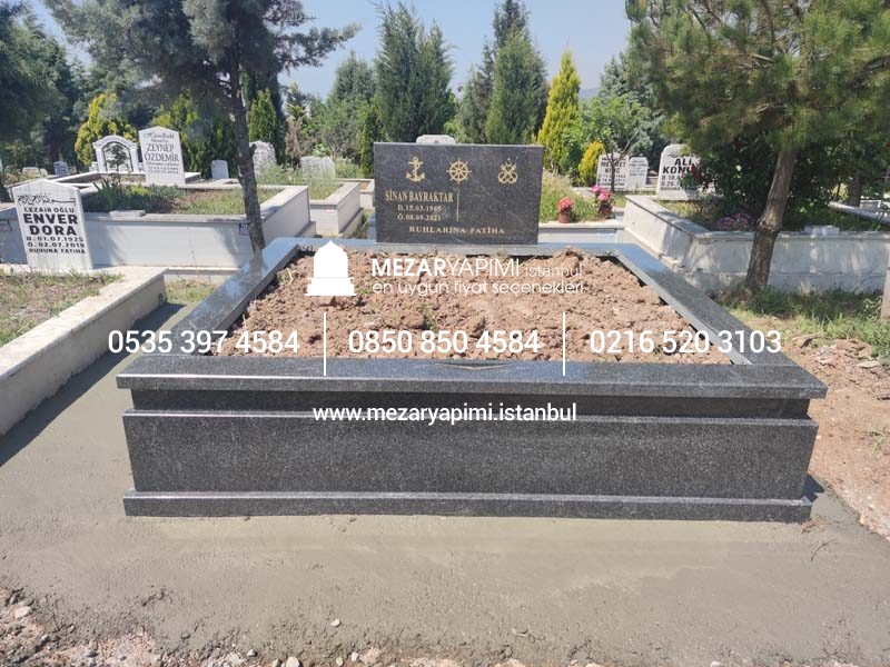 İki Kişilik Komple 5 cm Kalınlıkta Siyah Granit Mezar - Görsel 12