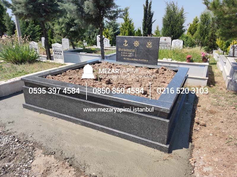 İki Kişilik Komple 5 cm Kalınlıkta Siyah Granit Mezar - Görsel 19