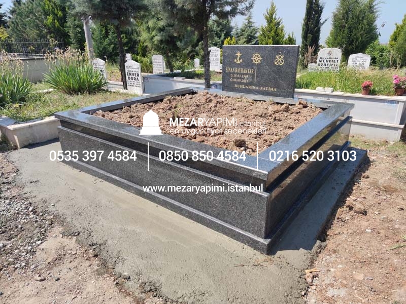 İki Kişilik Komple 5 cm Kalınlıkta Siyah Granit Mezar - Görsel 21