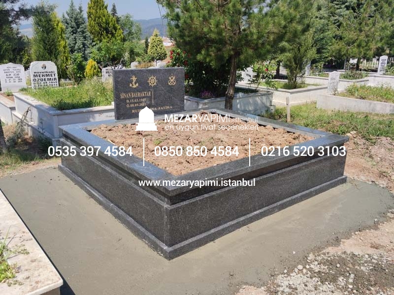 İki Kişilik Komple 5 cm Kalınlıkta Siyah Granit Mezar - Görsel 26