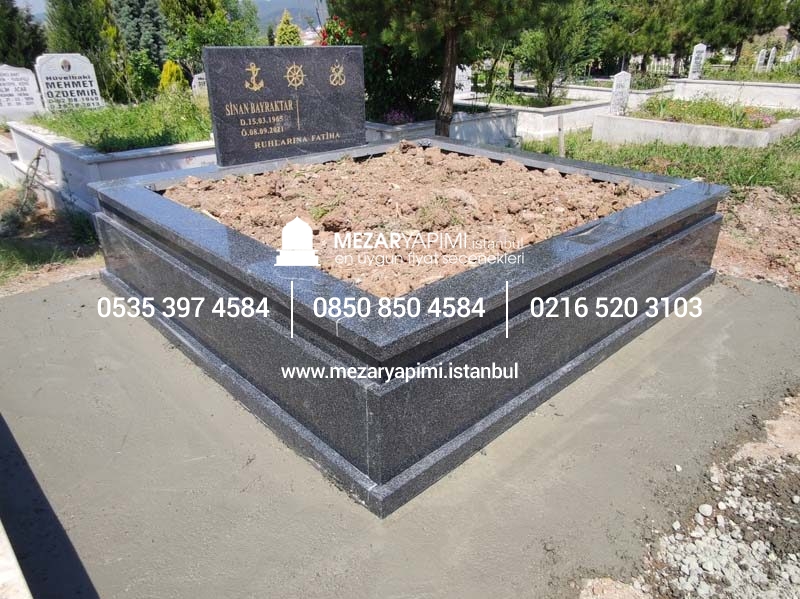 İki Kişilik Komple 5 cm Kalınlıkta Siyah Granit Mezar - Görsel 27