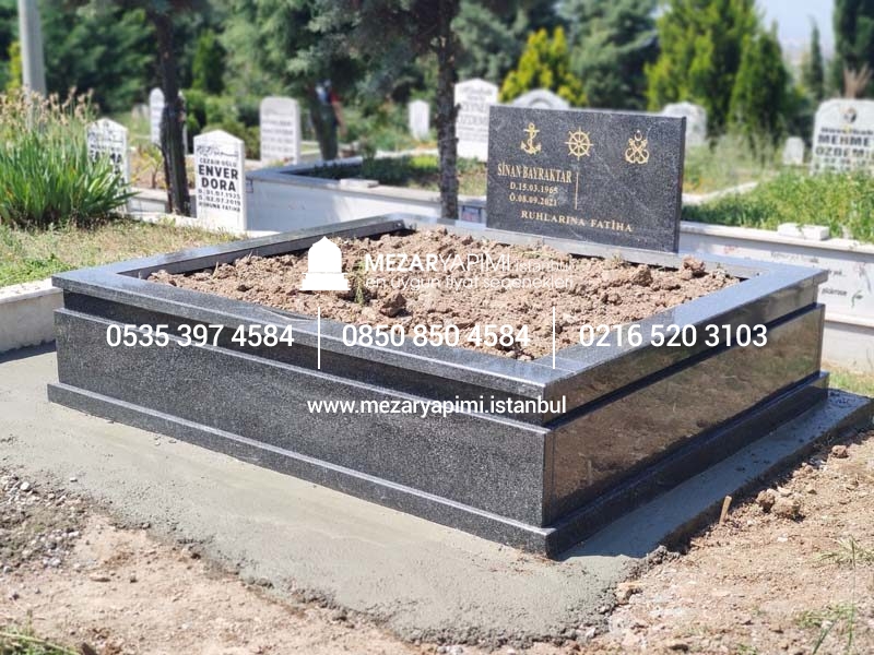İki Kişilik Komple 5 cm Kalınlıkta Siyah Granit Mezar - Görsel 4