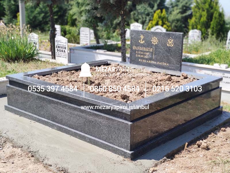 İki Kişilik Komple 5 cm Kalınlıkta Siyah Granit Mezar