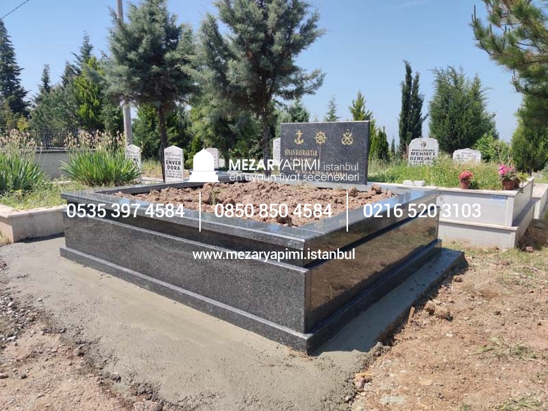 İki Kişilik Komple 5 cm Kalınlıkta Siyah Granit Mezar - Görsel 7