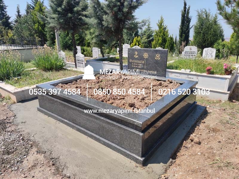 İki Kişilik Komple 5 cm Kalınlıkta Siyah Granit Mezar - Görsel 8
