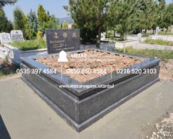İki Kişilik Komple 5 cm Kalınlıkta Siyah Granit Mezar - Görsel 6