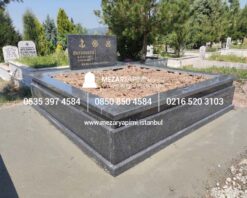 İki Kişilik Komple 5 cm Kalınlıkta Siyah Granit Mezar - Görsel 3